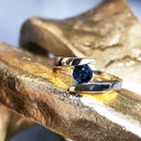 Twisted Shoulder Yellow Gold Sapphire Ring