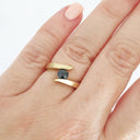 Twisted Shoulder Yellow Gold Sapphire Ring