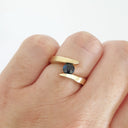 Twisted Shoulder Yellow Gold Sapphire Ring