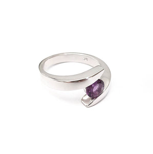 Twisted Split Shank Amethyst White Gold Ring