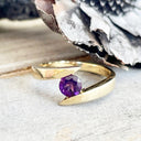 Twisted Split Shank Amethyst Yellow Gold Ring
