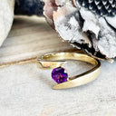 Twisted Split Shank Amethyst Yellow Gold Ring