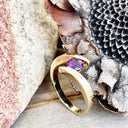 Twisted Split Shank Amethyst Yellow Gold Ring
