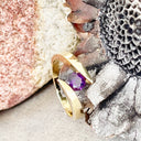 Twisted Split Shank Amethyst Yellow Gold Ring