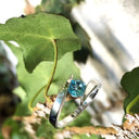 Twisted Split Shank Blue Topaz White Gold Ring