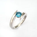 Twisted Split Shank Blue Topaz White Gold Ring