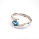 Twisted Split Shank Blue Topaz White Gold Ring