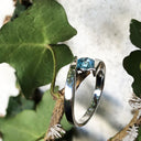 Twisted Split Shank Blue Topaz White Gold Ring