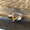 Twisted Split Shank Citrine White Gold Ring