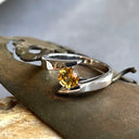 Twisted Split Shank Citrine White Gold Ring