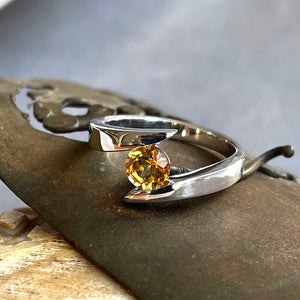 Twisted Split Shank Citrine White Gold Ring