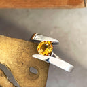Twisted Split Shank Citrine White Gold Ring