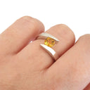  Twisted Split Shank Citrine White Gold Ring