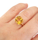 Ultra Glam Cushion Cut Citrine Double Claw Yellow Gold Ring
