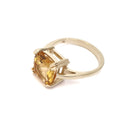 Ultra Glam Cushion Cut Citrine Double Claw Yellow Gold Ring