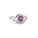 Unique Amethyst and Diamond Wave White Gold Ring