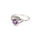 Unique Amethyst and Diamond Wave White Gold Ring