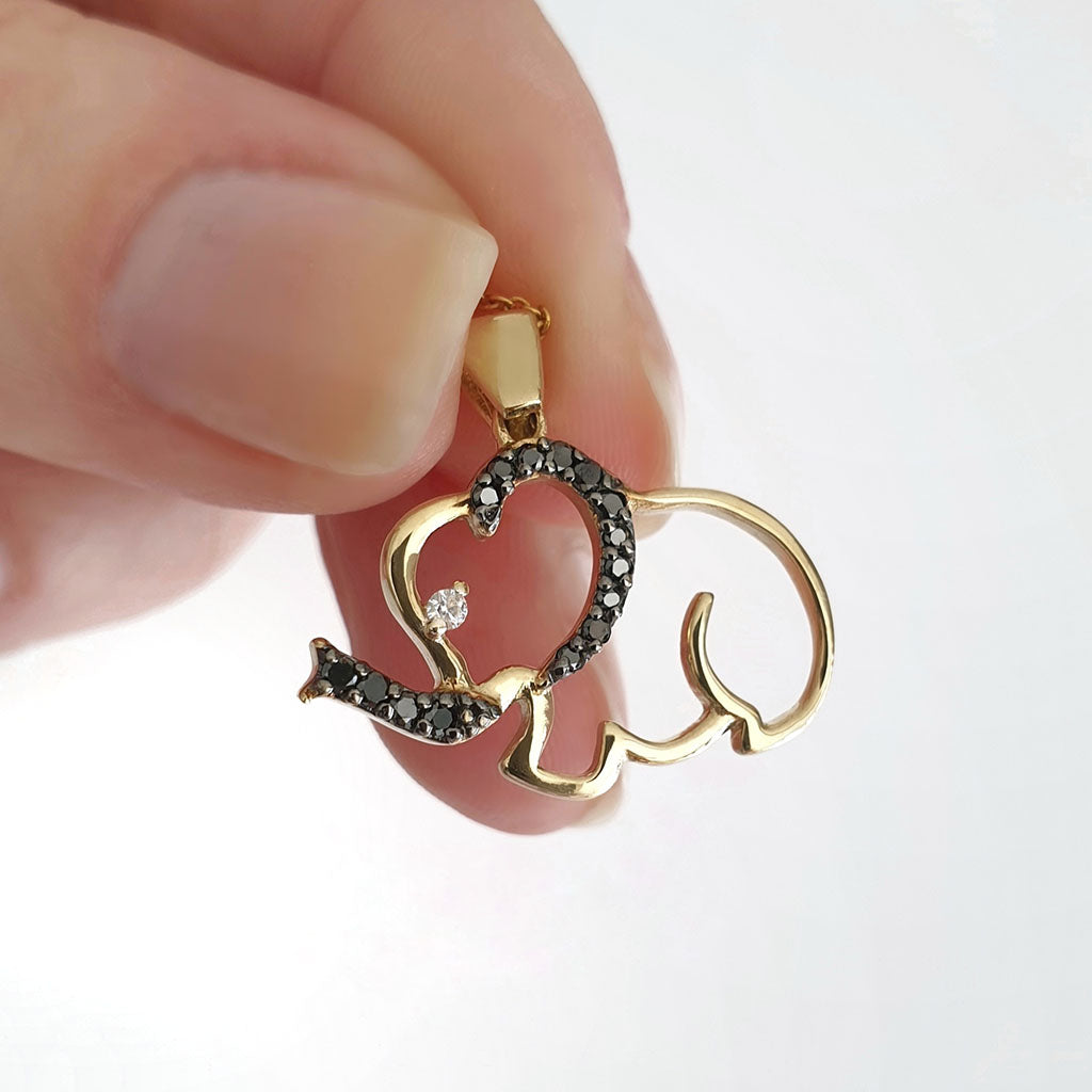 Unique Black and White Elephant Pendant