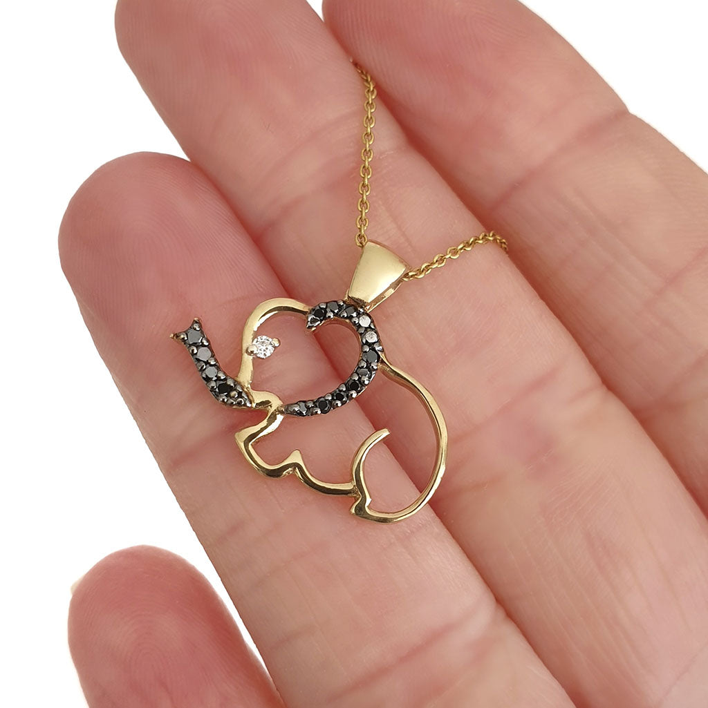 Unique Black and White Elephant Pendant