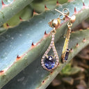 Unique Diamond Halo Oval Cut Tanzanite and Diamond Drop Earrings