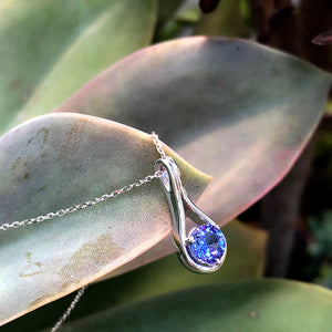 Sweeping Double Sided Bale Tanzanite Drop Pendant