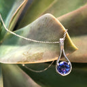 Sweeping Double Sided Bale Tanzanite Drop Pendant