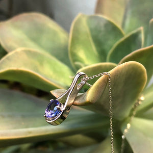 Sweeping Double Sided Bale Tanzanite Drop Pendant