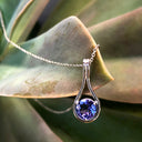 Sweeping Double Sided Bale Tanzanite Drop Pendant