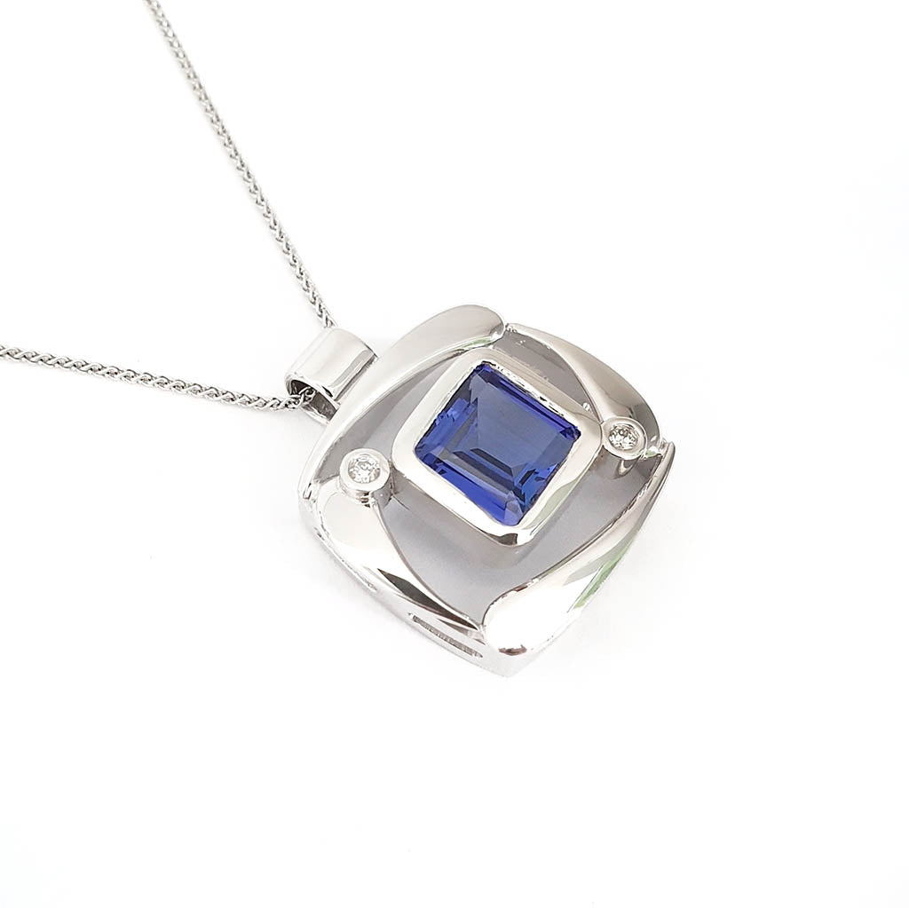 Unique Handcrafted Tanzanite and Diamond Pendant