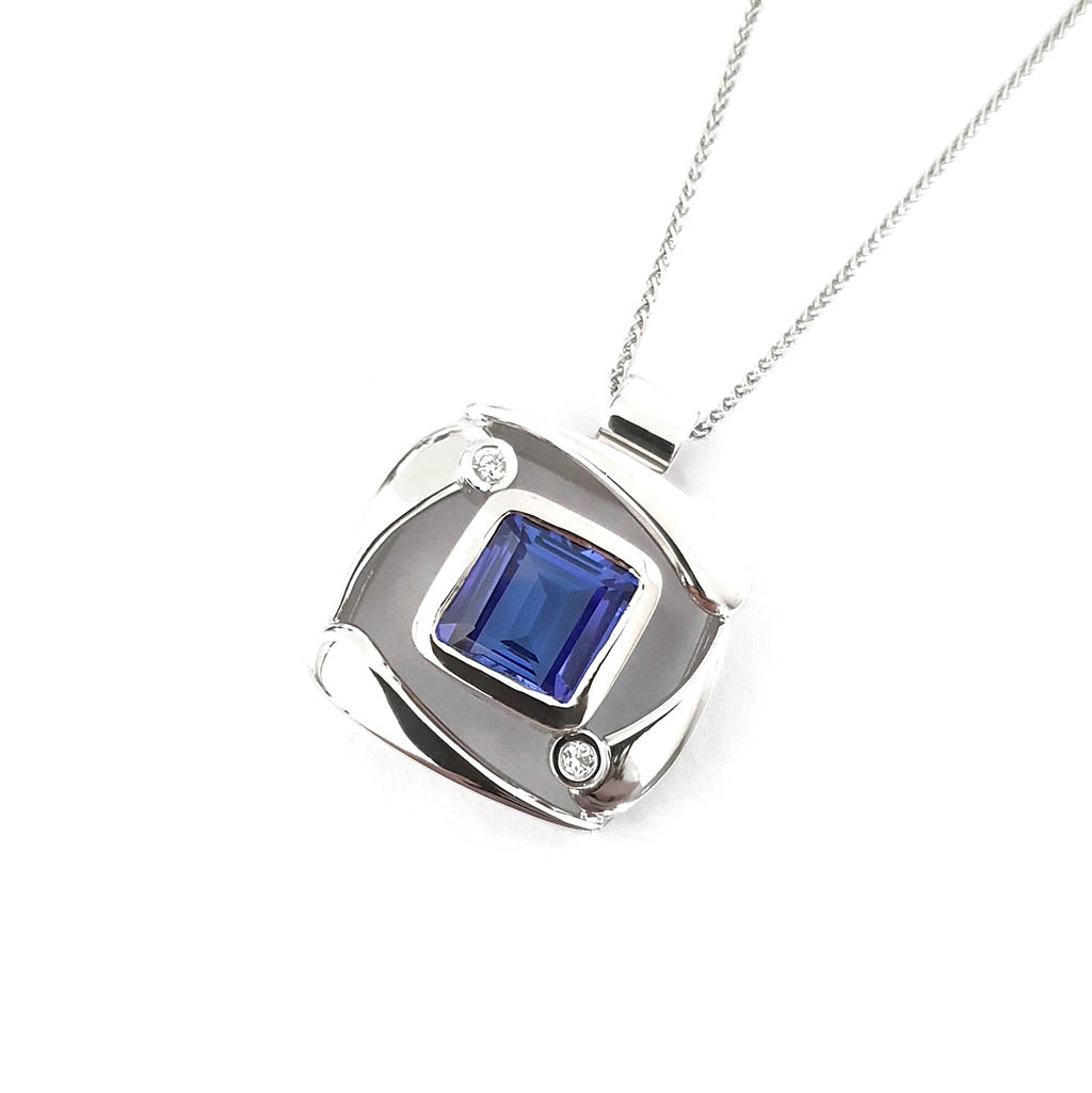 Unique Handcrafted Tanzanite and Diamond Pendant