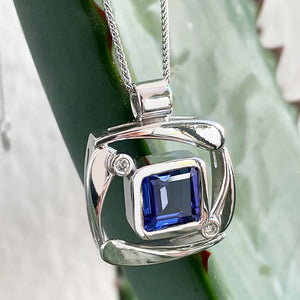 Unique Handcrafted Tanzanite and Diamond Pendant