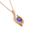 Unique Sensual Tanzanite and Diamond Pave Rose Gold Pendant