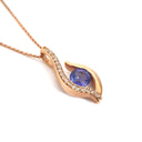 Unique Sensual Tanzanite and Diamond Pave Rose Gold Pendant