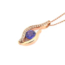 Unique Sensual Tanzanite and Diamond Pave Rose Gold Pendant