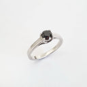 Unique Trellis Set Black Diamond Solitaire Ring 
