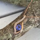 Unique Twisted Tanzanite and Diamond Encrusted Rose Gold Pendant