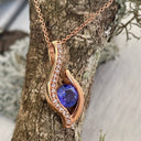 Unique Twisted Tanzanite and Diamond Encrusted Rose Gold Pendant