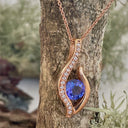 Unique Twisted Tanzanite and Diamond Encrusted Rose Gold Pendant