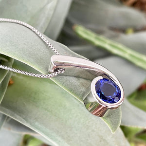 Unique Wave Inspired Handcrafted Filigree Tanzanite Pendant