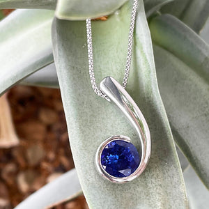 Unique Wave Inspired Handcrafted Filigree Tanzanite Pendant