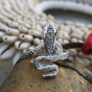 Unique White Gold Diamond Snake Ring
