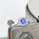 Vintage Inspired Cushion Cut Tanzanite White Gold Ring