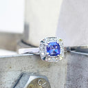 Vintage Inspired Cushion Cut Tanzanite White Gold Ring