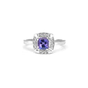 Vintage Inspired Cushion Cut Tanzanite White Gold Ring