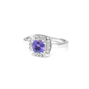 Vintage Inspired Cushion Cut Tanzanite White Gold Ring