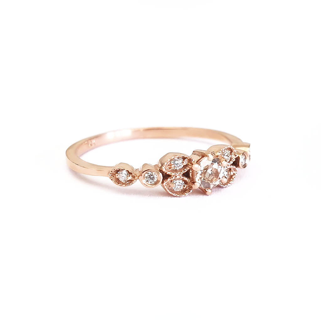 Vintage Inspired Morganite and Diamond Rose Gold Me-Ring