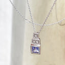 Vintage Inspired Tanzanite with Diamond Square Step Pendant