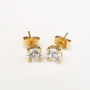 White Diamond Yellow Gold Studs
