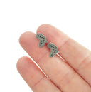 White Gold Africa Earrings with Interior Black Diamond Detail