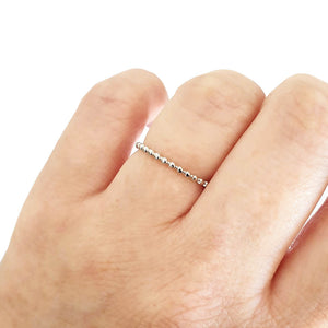 White Gold Beaded Stacking Ring